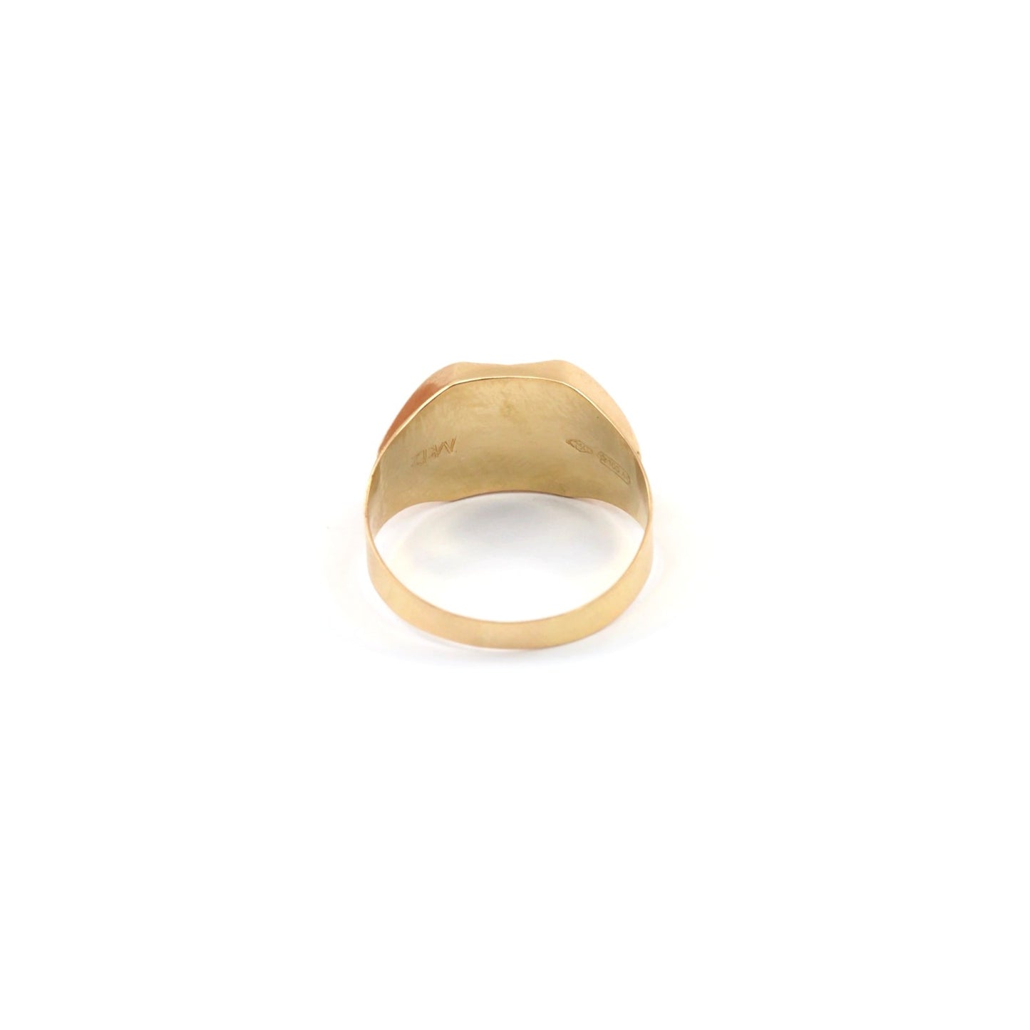 Vintage 18K Yellow Gold Italian Diamond Cut Starburst Signet Ring