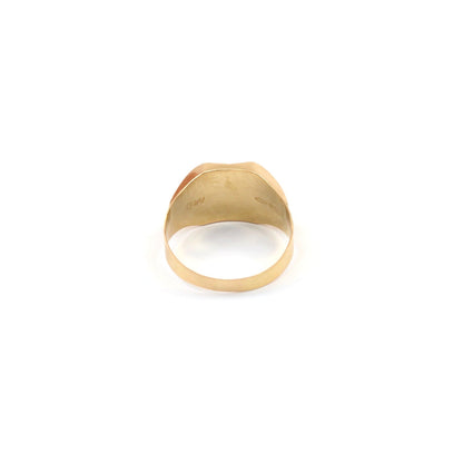 Vintage 18K Yellow Gold Italian Diamond Cut Starburst Signet Ring