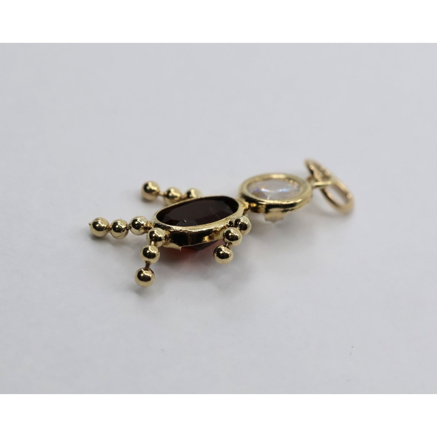 14K Yellow Gold Little Boy Garnet & CZ Charm Pendant
