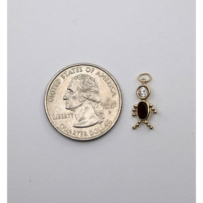 14K Yellow Gold Little Boy Garnet & CZ Charm Pendant