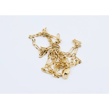 14K Yellow Gold Figaro Link Chain Necklace