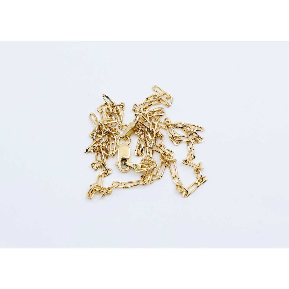 14K Yellow Gold Figaro Link Chain Necklace