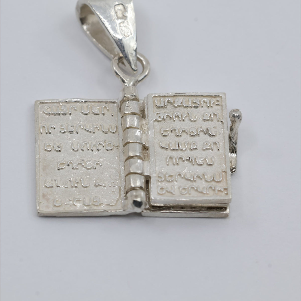 Sterling Silver 925 3D Miniature Holy Bible Prayer Book Charm Pendant