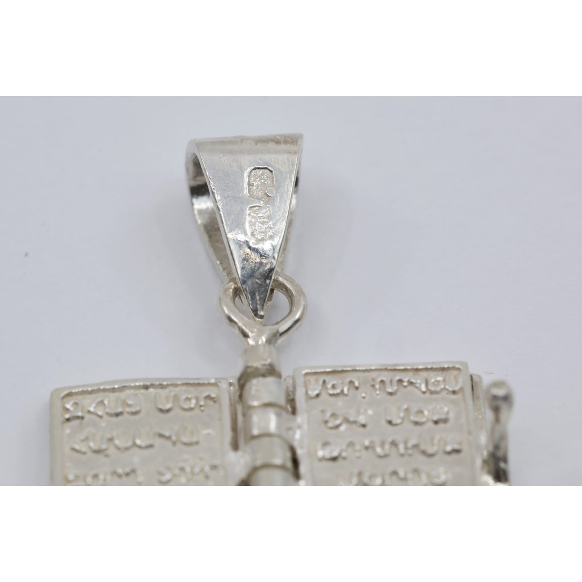 Sterling Silver 925 3D Miniature Holy Bible Prayer Book Charm Pendant