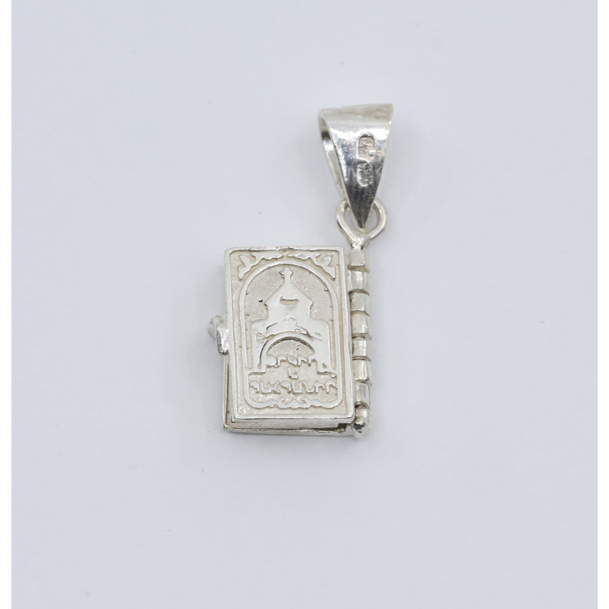 Sterling Silver 925 3D Miniature Holy Bible Prayer Book Charm Pendant