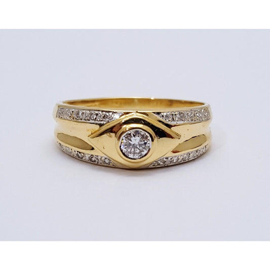 18K Yellow Gold Diamond Wedding Band Ring