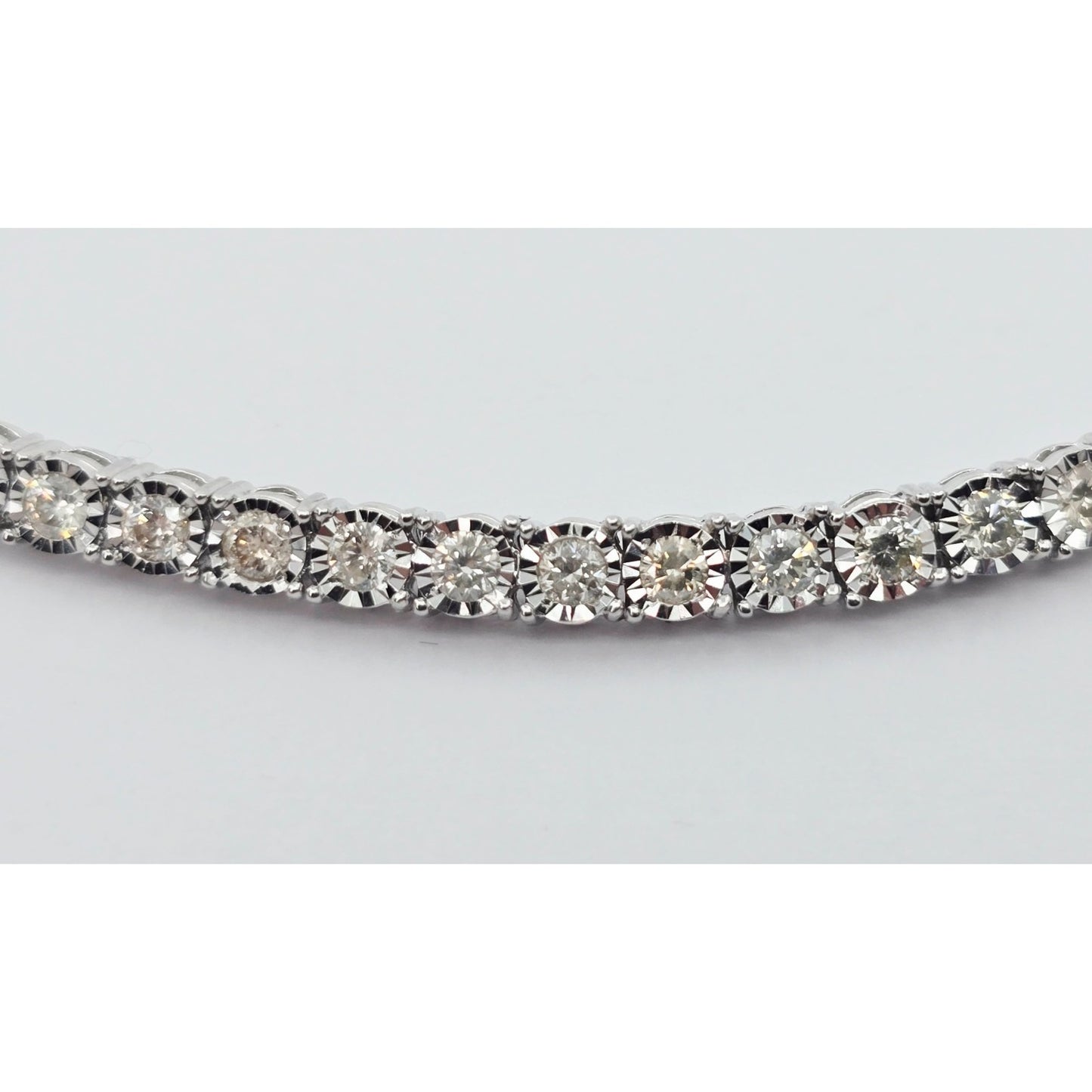 14K White Gold Round Cut Diamond Tennis Link Bracelet