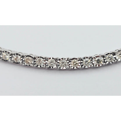 14K White Gold Round Cut Diamond Tennis Link Bracelet
