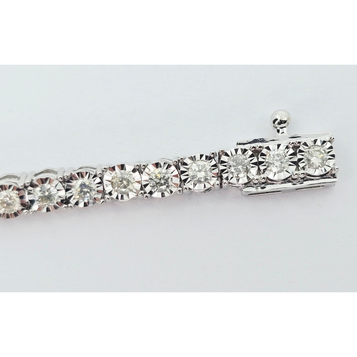 14K White Gold Round Cut Diamond Tennis Link Bracelet