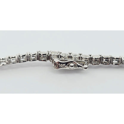 14K White Gold Round Cut Diamond Tennis Link Bracelet