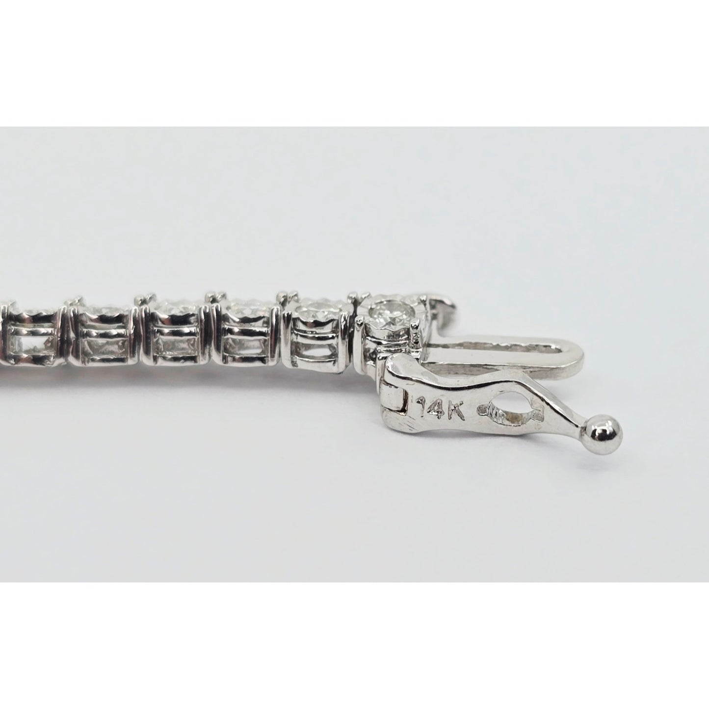 14K White Gold Round Cut Diamond Tennis Link Bracelet