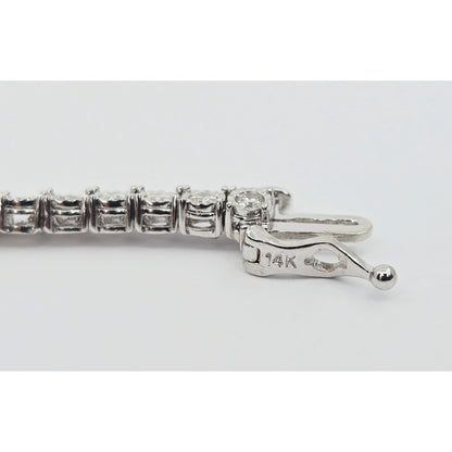 14K White Gold Round Cut Diamond Tennis Link Bracelet