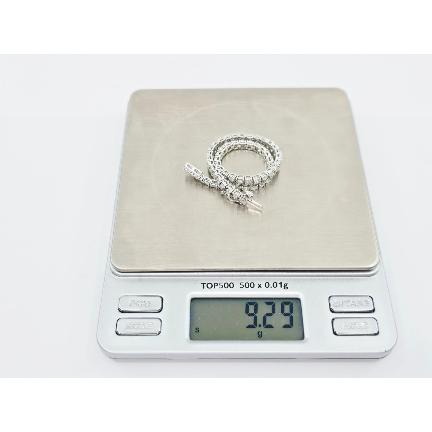 14K White Gold Round Cut Diamond Tennis Link Bracelet