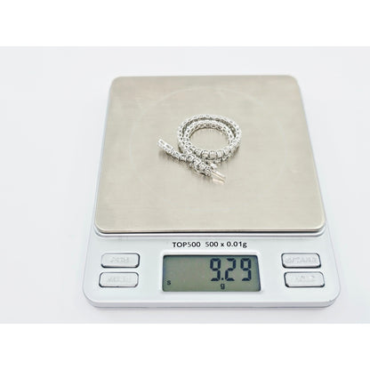 14K White Gold Round Cut Diamond Tennis Link Bracelet