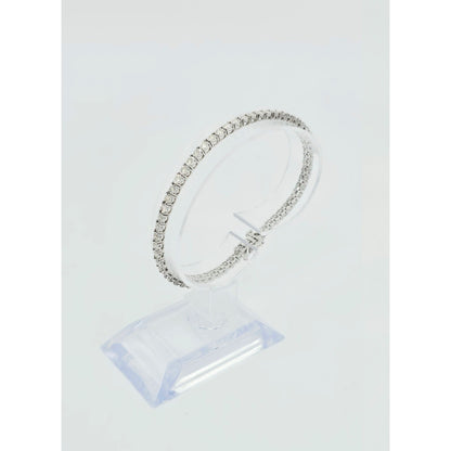 14K White Gold Round Cut Diamond Tennis Link Bracelet