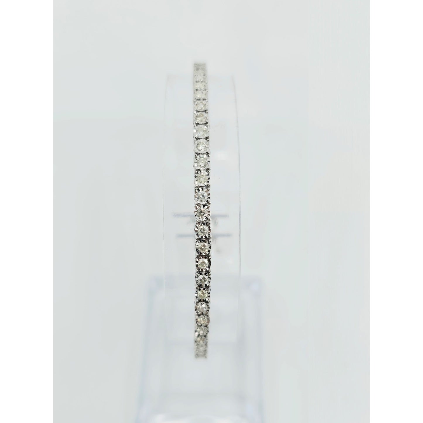 14K White Gold Round Cut Diamond Tennis Link Bracelet