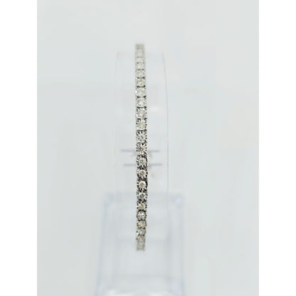 14K White Gold Round Cut Diamond Tennis Link Bracelet