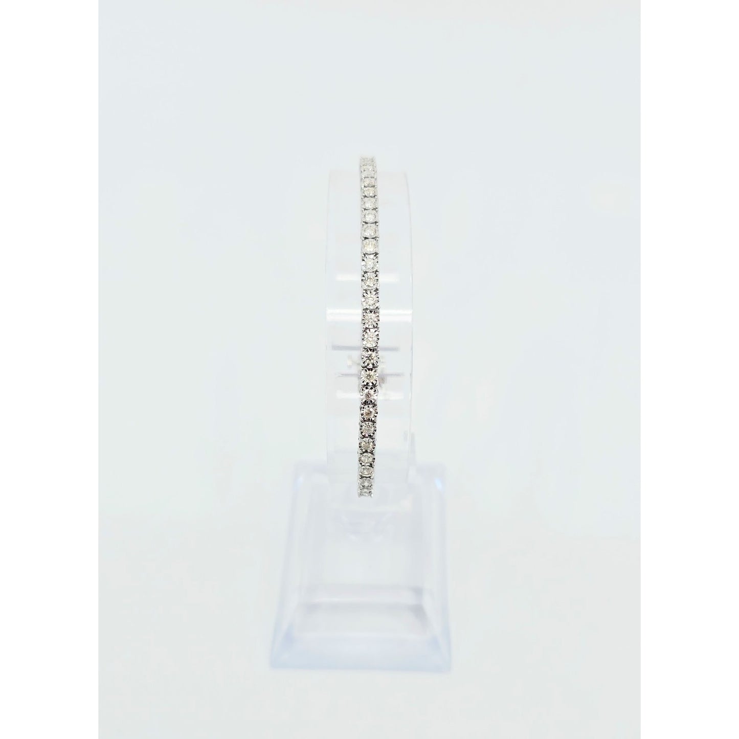 14K White Gold Round Cut Diamond Tennis Link Bracelet