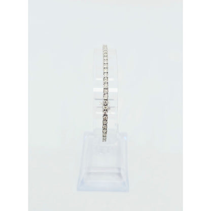 14K White Gold Round Cut Diamond Tennis Link Bracelet