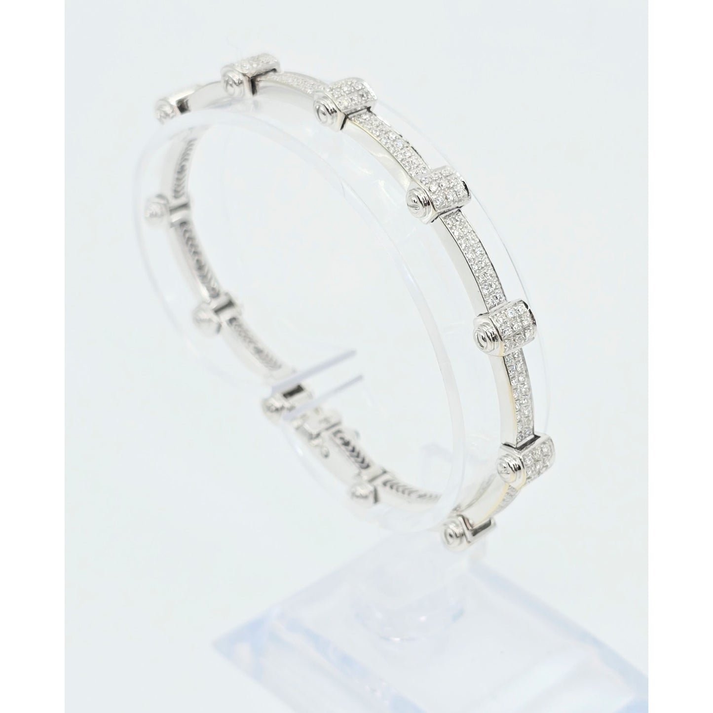 Philippe Charriol Alor 4 18k White Gold Pave Diamond Bracelet