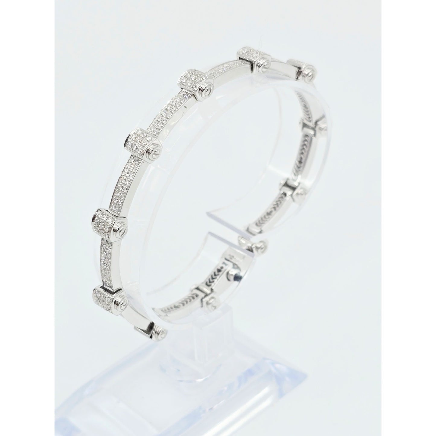 Philippe Charriol Alor 4 18k White Gold Pave Diamond Bracelet