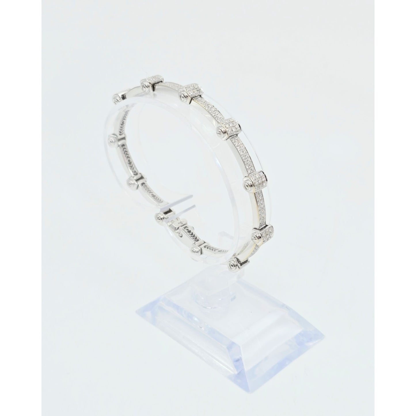 Philippe Charriol Alor 4 18k White Gold Pave Diamond Bracelet