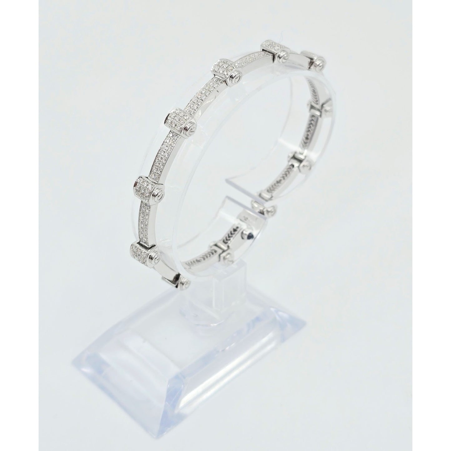 Philippe Charriol Alor 4 18k White Gold Pave Diamond Bracelet