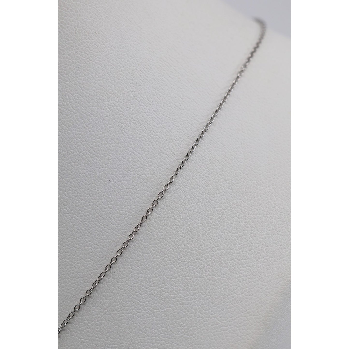 Thin 14K White Gold Cable Link Chain Necklace & Square Diamond Charm Pendant