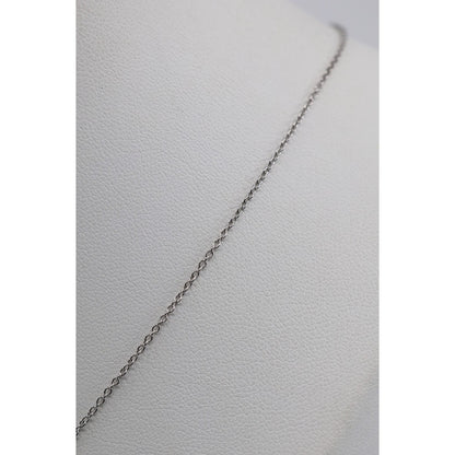 Thin 14K White Gold Cable Link Chain Necklace & Square Diamond Charm Pendant