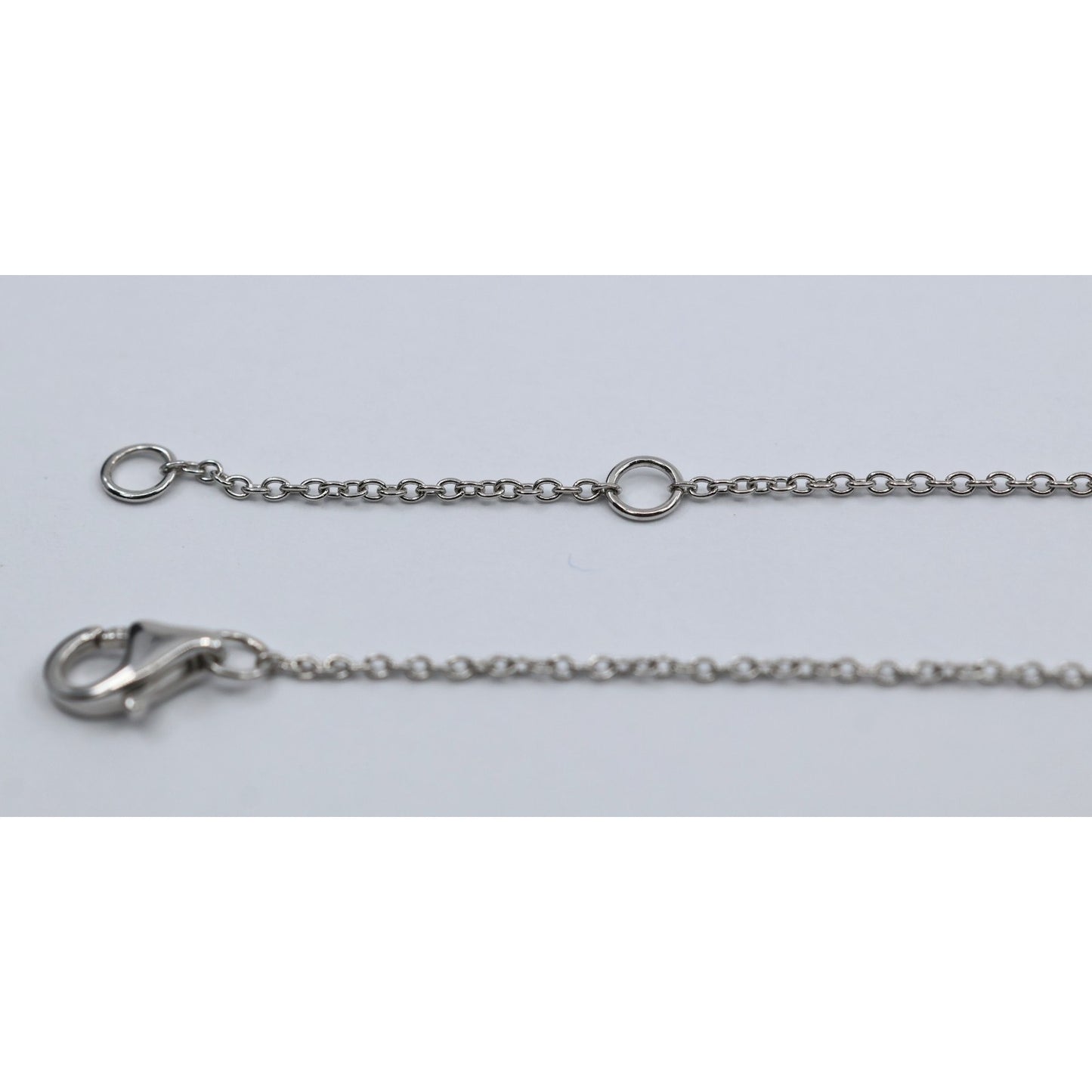 Thin 14K White Gold Cable Link Chain Necklace & Square Diamond Charm Pendant