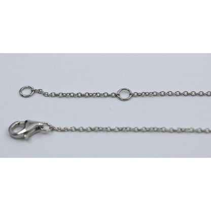 Thin 14K White Gold Cable Link Chain Necklace & Square Diamond Charm Pendant