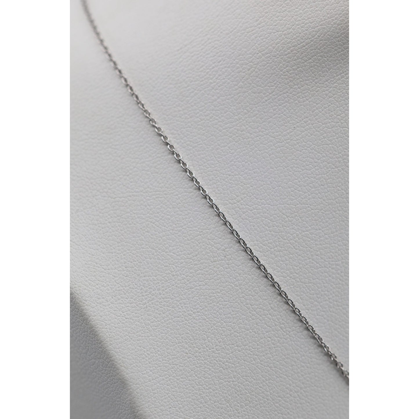 Thin 14K White Gold Cable Link Chain Necklace & Square Diamond Charm Pendant