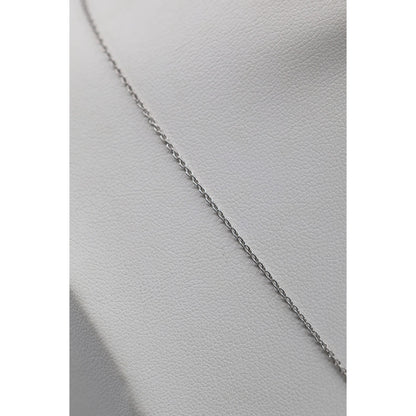Thin 14K White Gold Cable Link Chain Necklace & Square Diamond Charm Pendant