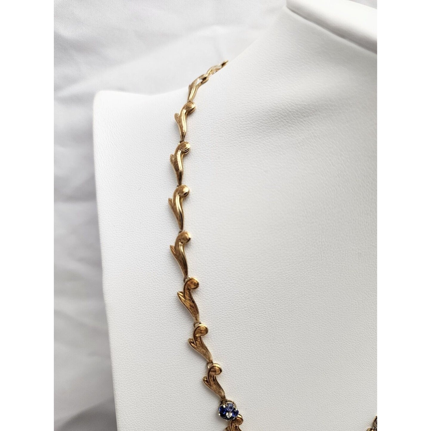 18K Yellow Gold Diamond & Sapphire Choker Chain Necklace