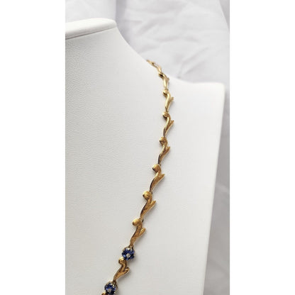 18K Yellow Gold Diamond & Sapphire Choker Chain Necklace