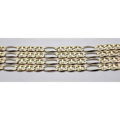 14K Two Tone Gold Diamond Cut Figaro Link Chain Necklace