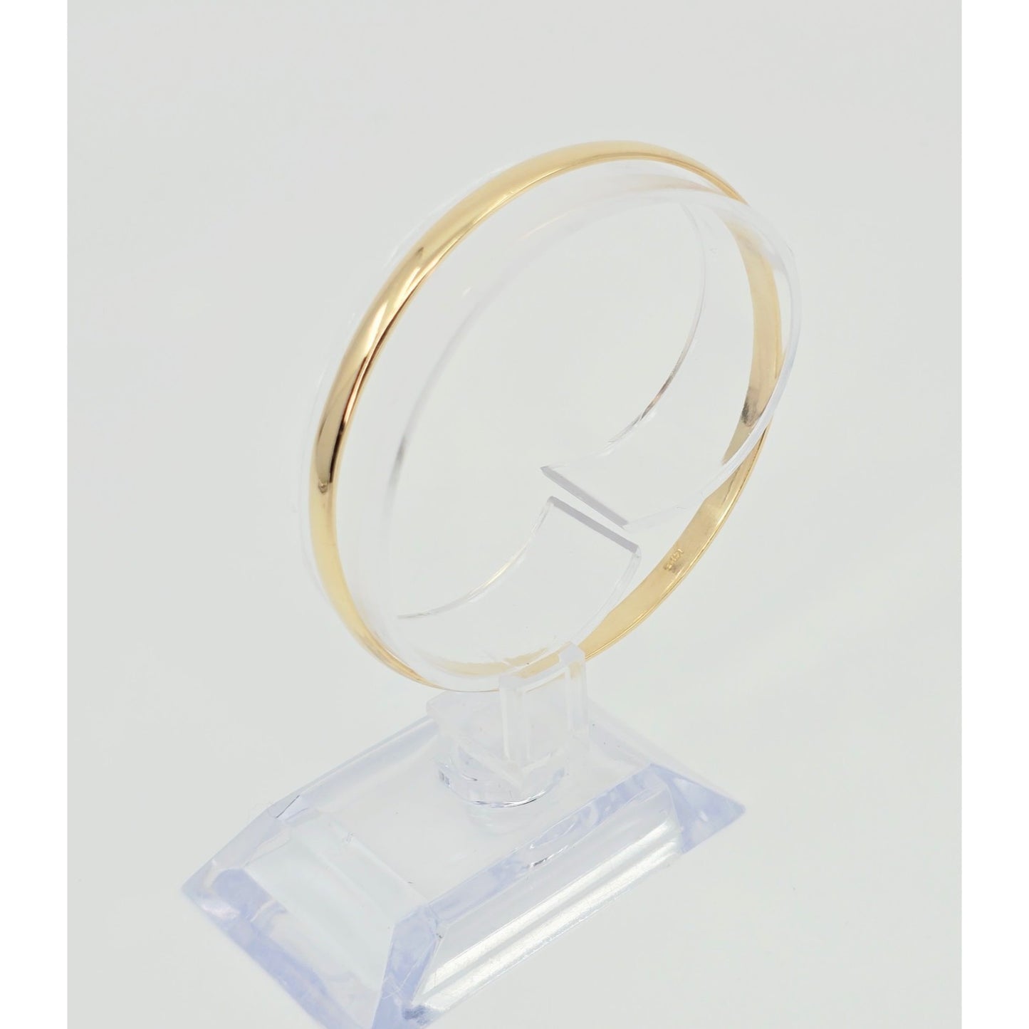 14K Yellow Gold Polished Smooth Bangle Bracelet