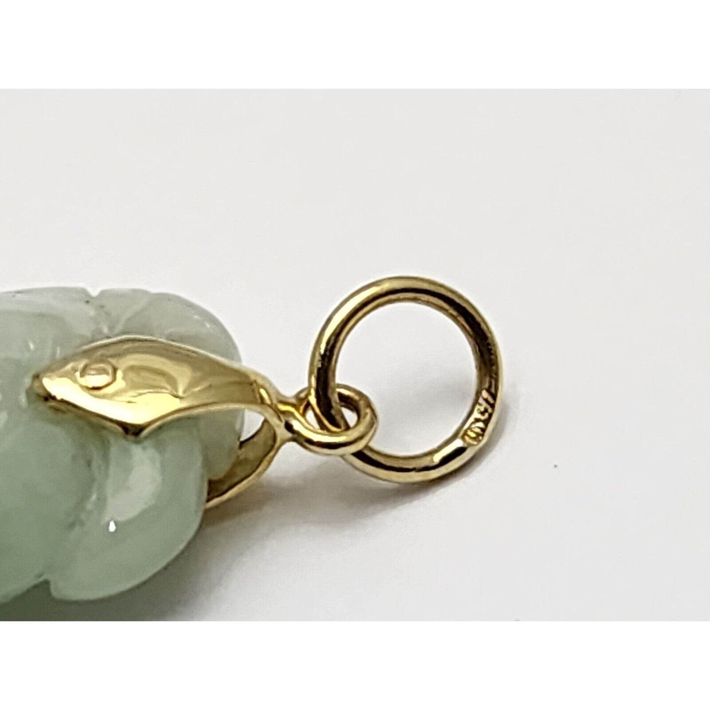 14K Yellow Gold Green Jadeite Jade Carved Chili Pepper Charm Pendant