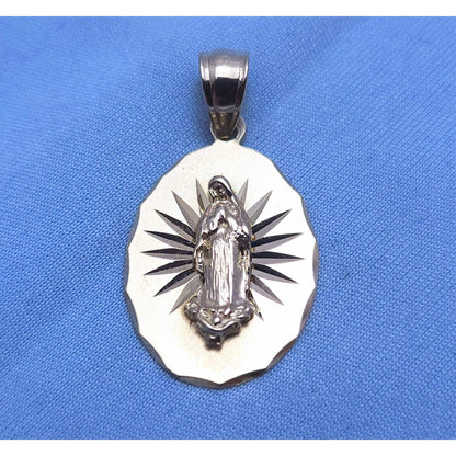 14K Yellow Gold Religious Saint Mary Guadalupe Charm Pendant