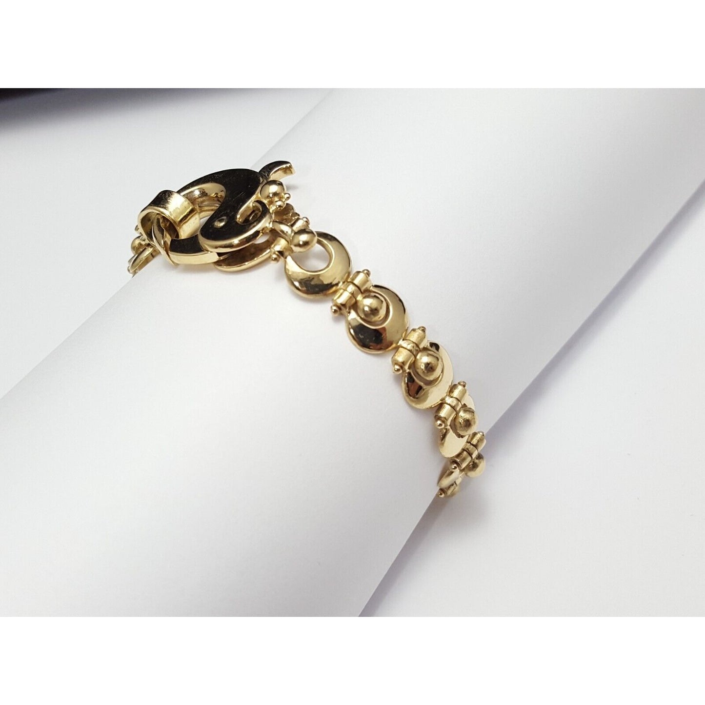 18K Solid Yellow Gold Designer Link Bracelet