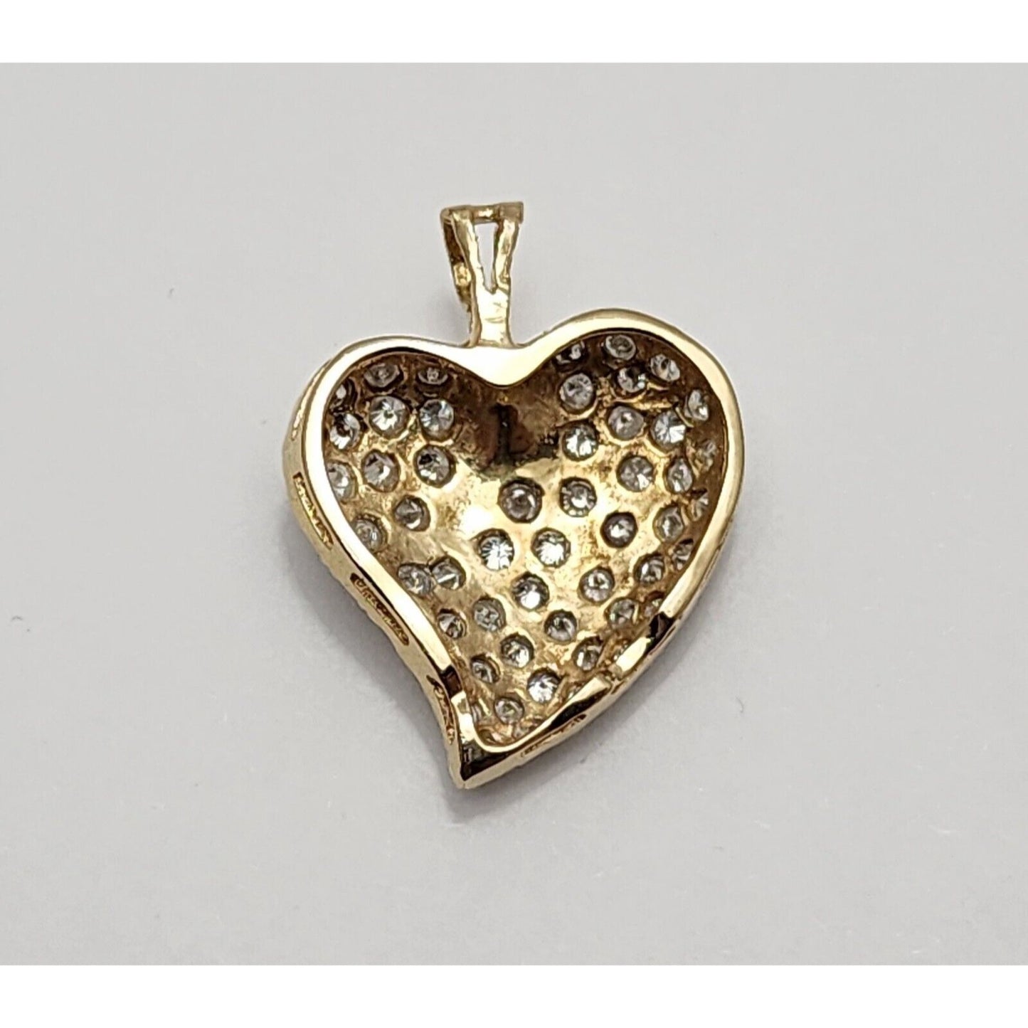 14K Yellow Gold Diamond Puffy Heart Charm Pendant