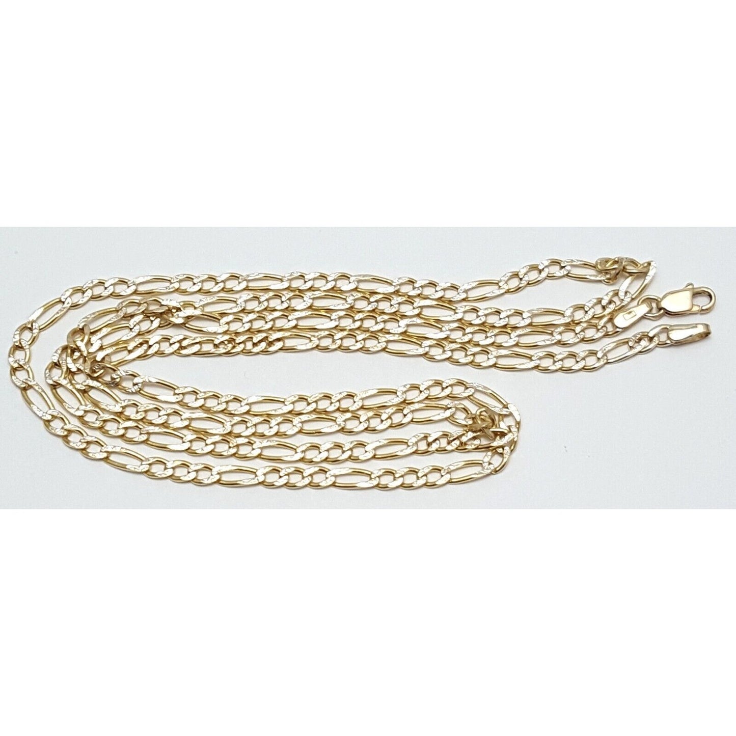 14K Two Tone Gold Diamond Cut Figaro Link Chain Necklace