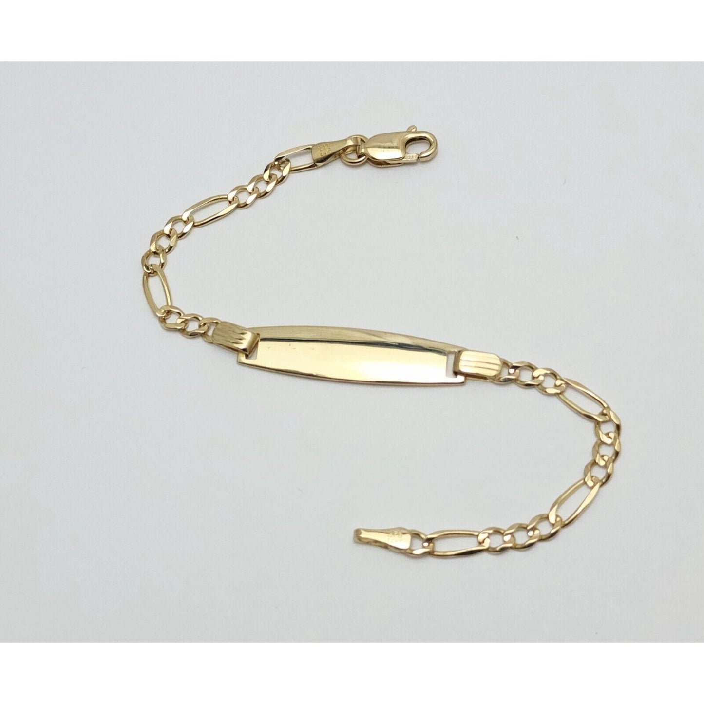 14K Karat Solid Yellow Gold Link ID Bracelet