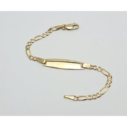 14K Karat Solid Yellow Gold Link ID Bracelet