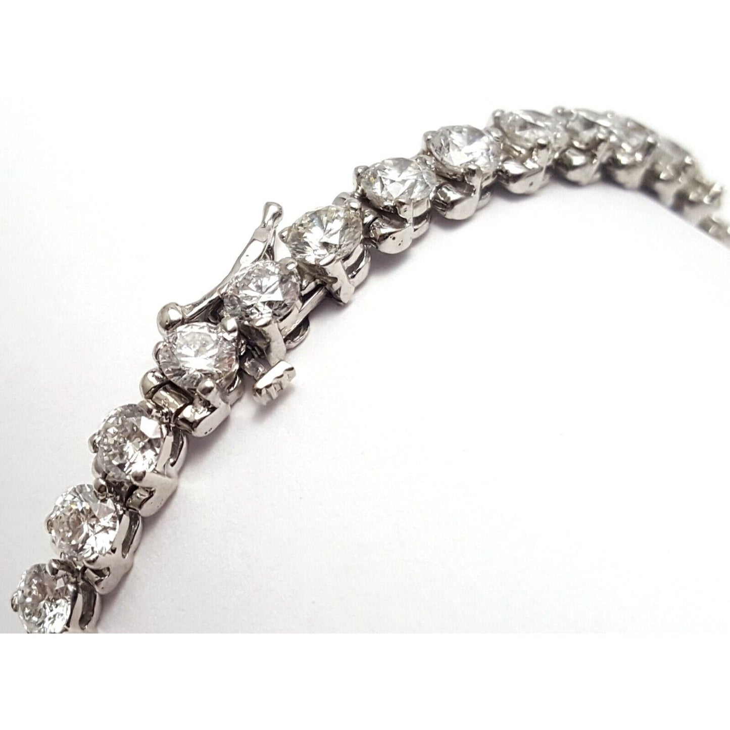 14K Solid White Gold Diamond Tennis Link Bracelet