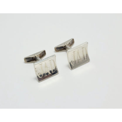 Vintage Rare Allan Adler Sterling Silver Square Modernist Cufflinks with Monogram