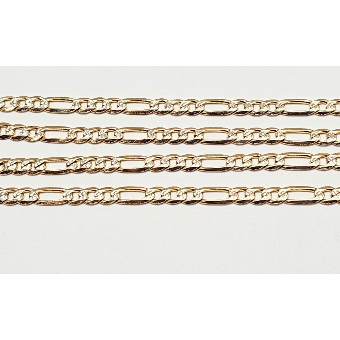 14K Two Tone Gold Diamond Cut Figaro Link Chain Necklace