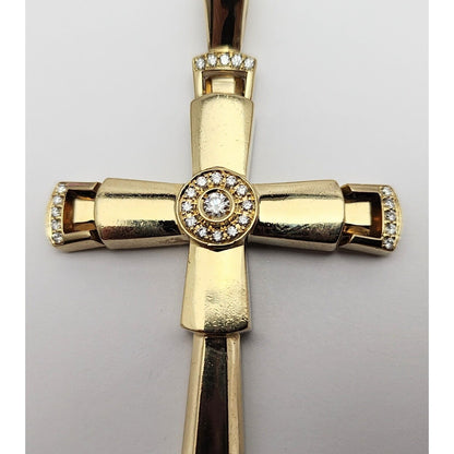 14K Yellow Gold Religious Diamond Motion Cross Charm Pendant