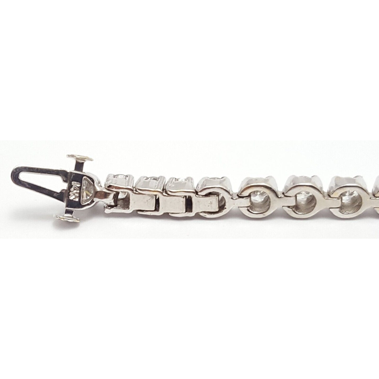 14K Solid White Gold Designer Diamond Tennis Link Bracelet