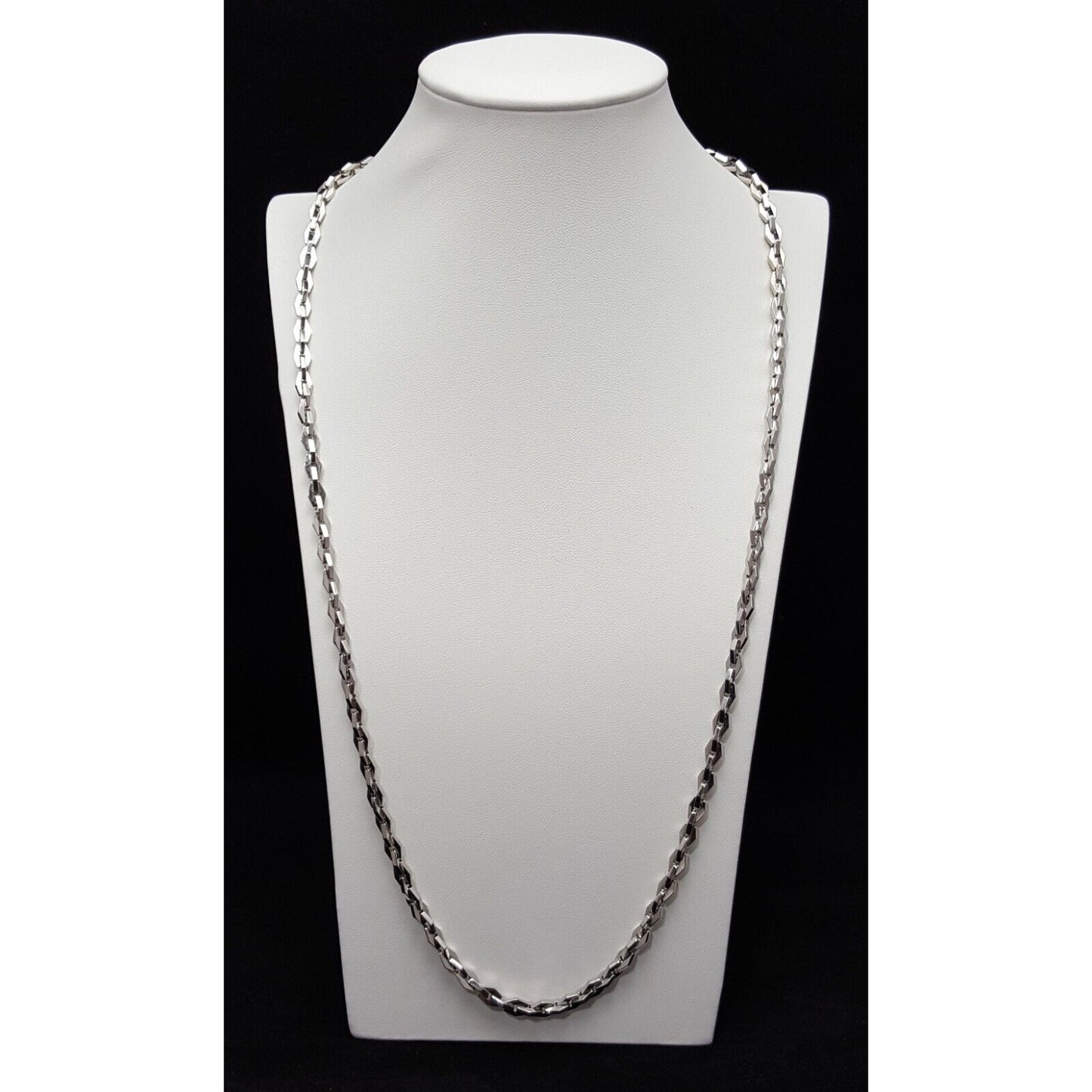 14K White Gold Designer Link Chain Necklace